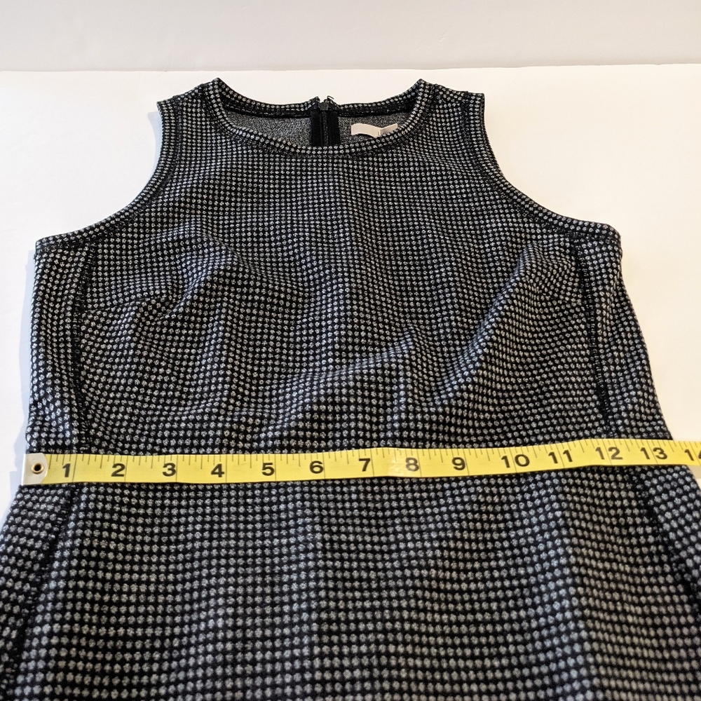 Loft Sheath Dress Black Ponte Knit Patterned Sleeveless - Picture 14 of 17